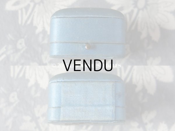 画像5: アンティーク ジュエリーボックス ブルーのシルクサテン地 (5)