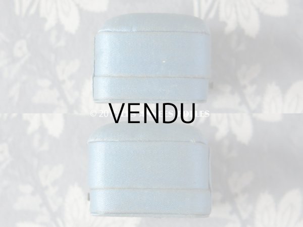 画像6: アンティーク ジュエリーボックス ブルーのシルクサテン地 (6)