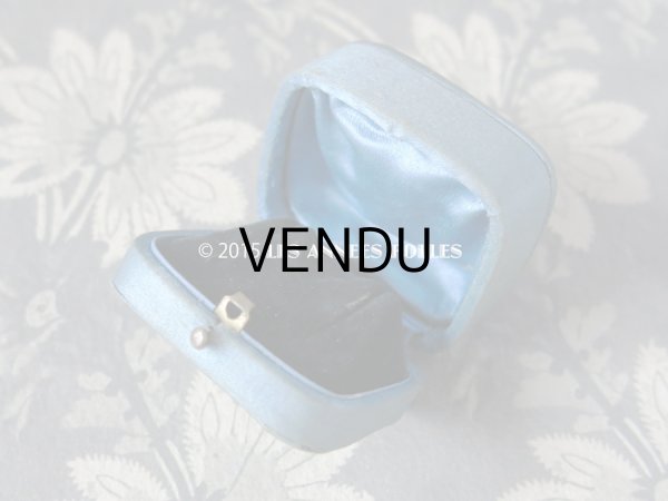 画像7: アンティーク ジュエリーボックス ブルーのシルクサテン地 (7)