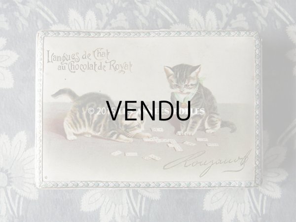 画像3: 1900年代 アンティーク ラングドシャのお菓子箱 LANGUES DE CHAT AU CHOCOLAT DE ROYAL (3)