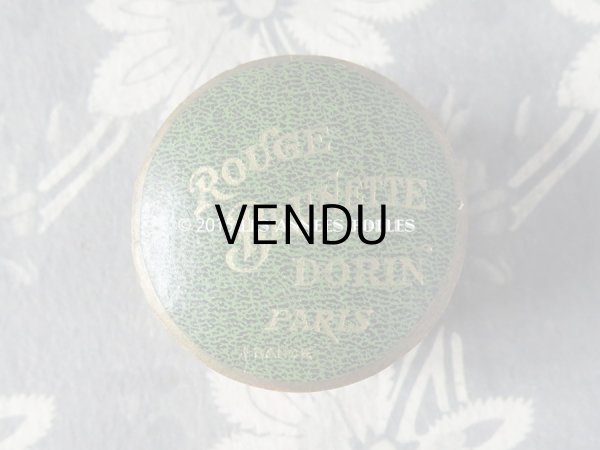 画像2: 未使用 1900年代 アンティーク 携帯用 チーク パウダーボックス パフ付 ROUGE BRUNETTE - DORIN PARIS - (2)