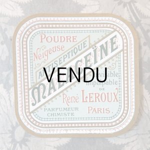 画像: 1899年 アンティーク パウダーボックスのラベル POUDRE MALACEINE - RENE LEROUX PARIS -