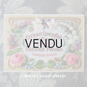 画像: アンティーク 草花のパフュームラベル EXTRAIT CONCENTRE AUX FLEURS MIMOSA - HONORE PAYAN -