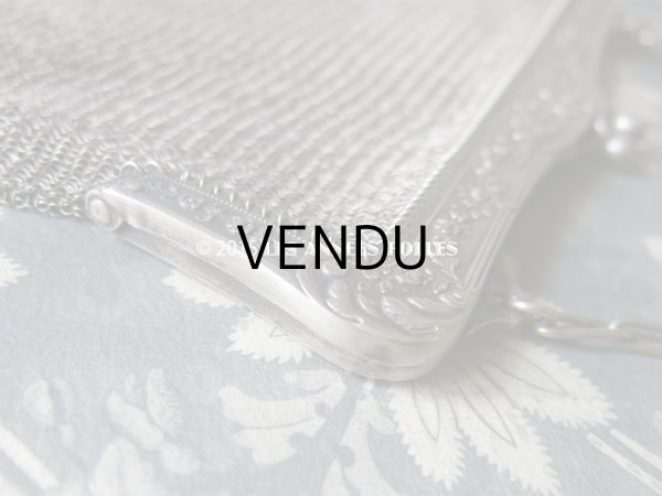 画像4: 1900年代 アンティーク メタルメッシュのバッグ 薔薇とリボンのガーランド (4)