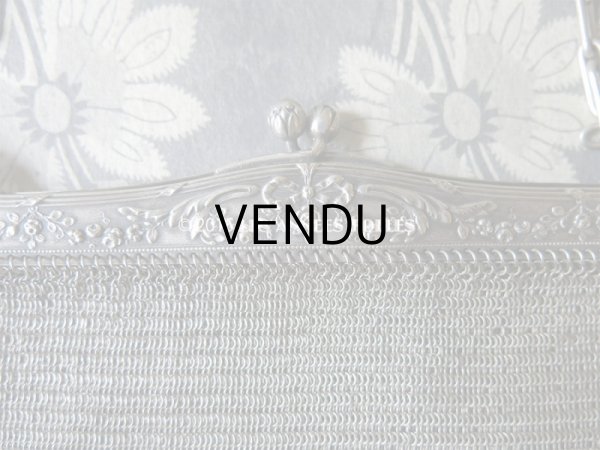 画像8: 1900年代 アンティーク メタルメッシュのバッグ 薔薇とリボンのガーランド (8)