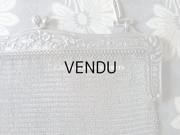 画像12: 1900年代 アンティーク メタルメッシュのバッグ 薔薇とリボンのガーランド (12)