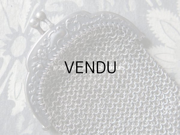 画像5: 1900年代 アンティーク シルバー製 花模様 メタルメッシュ コインケース 仕切り付 (5)