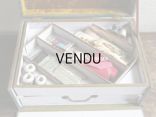 画像5: ＊蚤の市＊19世紀末 アンティーク 大きな裁縫箱 引き出し付き メルスリーの木箱 (5)