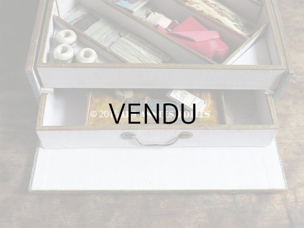 画像7: ＊蚤の市＊19世紀末 アンティーク 大きな裁縫箱 引き出し付き メルスリーの木箱 (7)