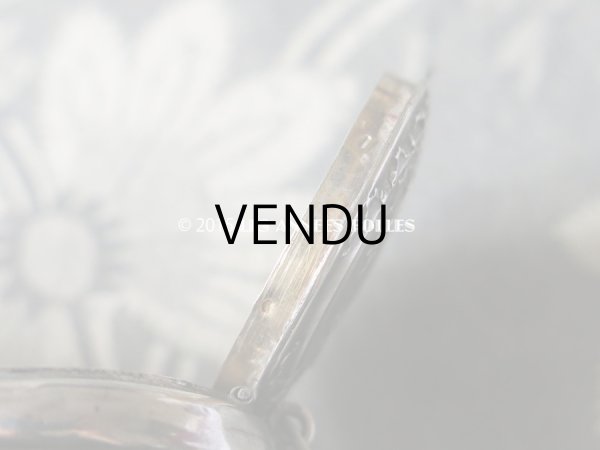 画像10: アンティーク パウダーケース リボンと薔薇のガーランド シルバー製 (10)