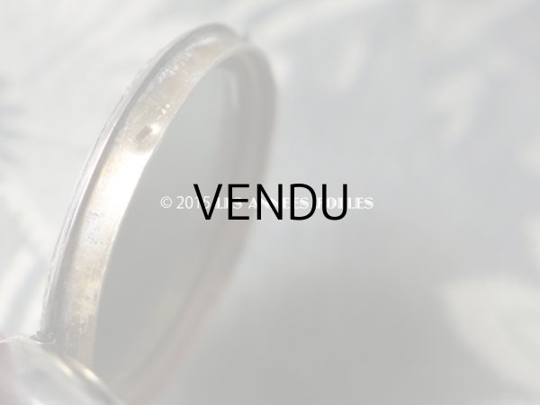 画像9: アンティーク パウダーケース リボンと薔薇のガーランド シルバー製 (9)