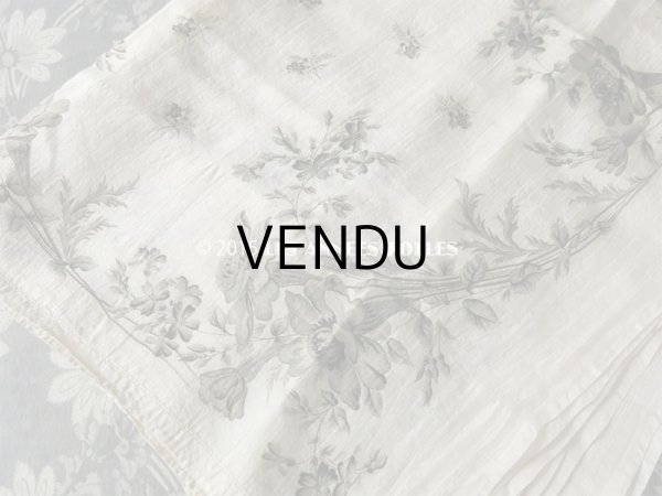 画像2: 19世紀 アンティーク シルク製 スカーフ用 ファブリック 花模様 スカーフ3枚分 56×165cm (2)