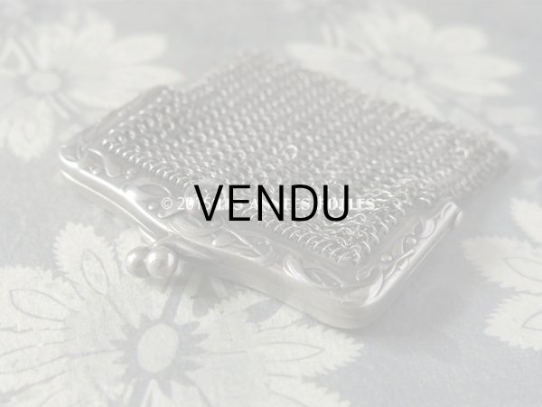 画像5: 1900年代 アンティーク シルバー製 ヤドリギ メタルメッシュのコインケース 仕切り付 (5)