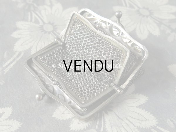 フランスアンティーク　ヤドリギ　メッシュコインパース　　コインケース　純銀製 フランスアンティーク ヤドリギ メッシュコインパース コイン