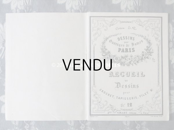 画像3: アンティーク レース図案帳  クロシェレース DESSINS POUR OUVRAGES DE DAMES RECUEIL DE DESSINS POUR CROCHET,TAPISSERIE,FILET. N 12 - ADRE.SIMART,EDITEUR,A PARIS - (3)