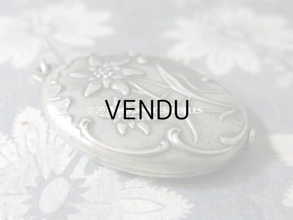 画像5: 1900年代 アンティーク シャトレーヌ 手鏡 エーデルワイス スライド式 ミラー ペンダント (5)