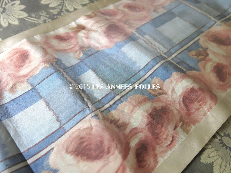 画像4: 19世紀末 アンティーク シルク製  ぼかし織り 薔薇模様 幅広リボン  (4)