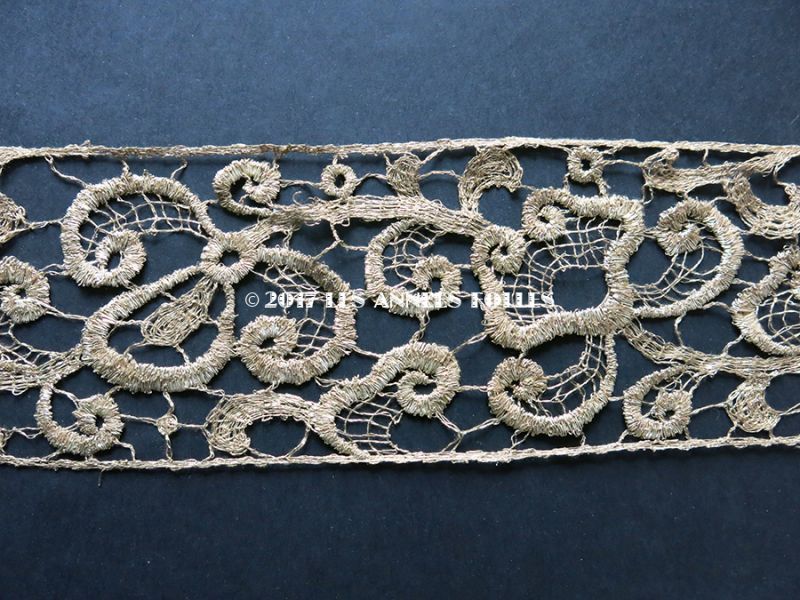 画像5: 1920年代 アンティーク メタルレース 花模様 アールデコ シャンパンゴールド 125cm (5)