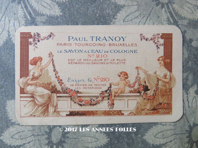 画像2: 1922年 アンティーク パフュームカード 薔薇のガーランド LE SAVON A L'EAU DE COLOGNE - PAUL TRANOY PARIS -  (2)