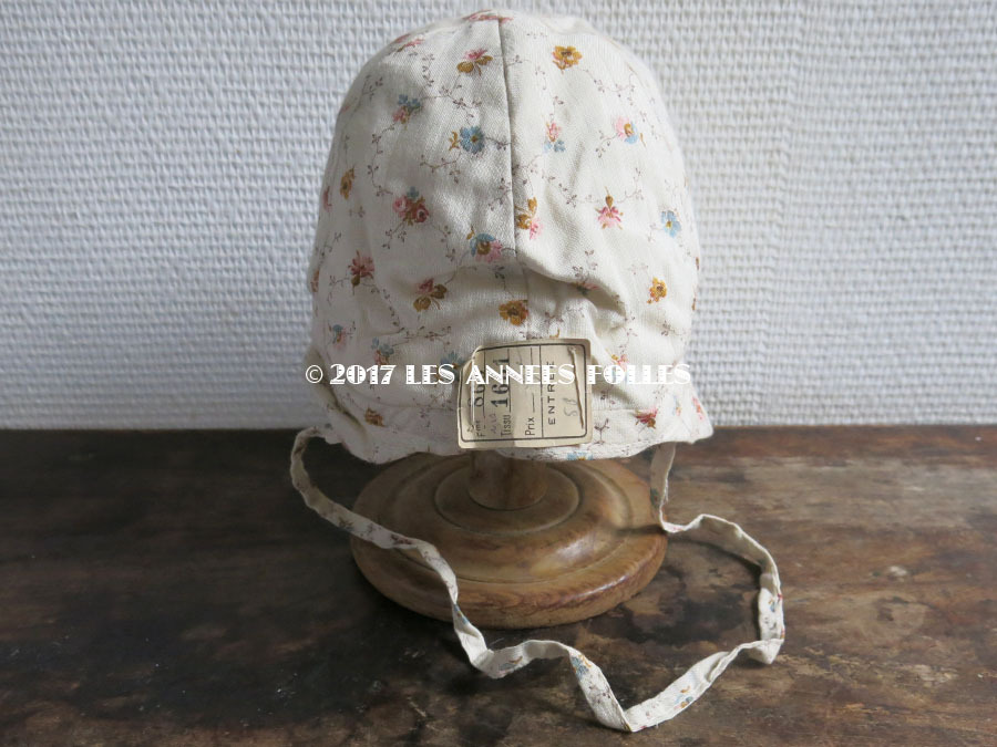 画像3: 未使用 1930年代 アンティーク  ラベル付　子供用帽子 花模様　クロッシェ (3)