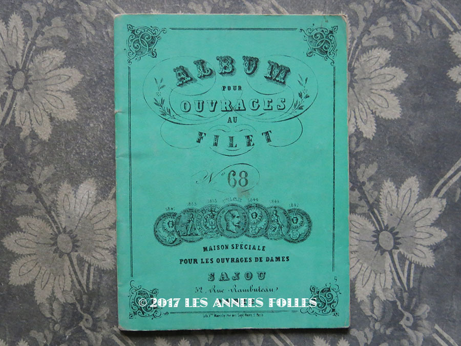 画像1: 1855〜1882年 アンティーク フィレレースの図案帳 ALBUM POUR OUVRAGES AU FILET N68 - MAISON SAJOU - (1)