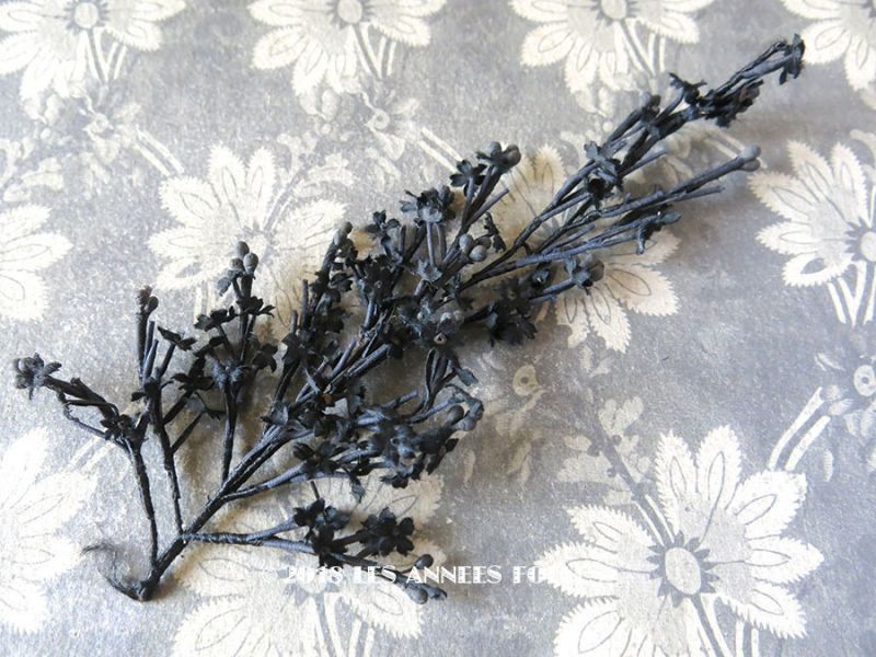 19世紀末 アンティーク ワックスフラワー 布花 黒い花のブーケ Les Annees Folles