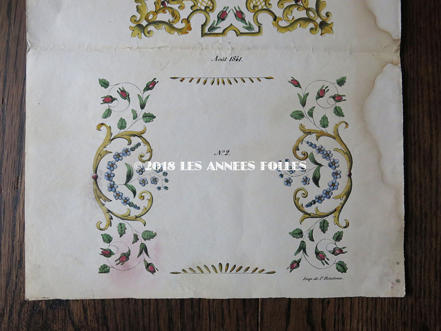 画像4: 1841年 アンティーク 刺繍図案 花模様 (4)