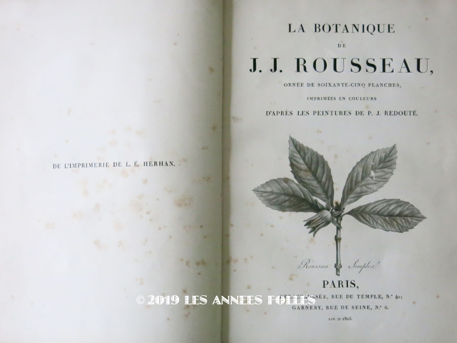 画像1: 1805年 初版 薔薇の画家 ルドゥテの植物画 65枚【 ジャン=ジャック・ルソーの植物学 】 BOTANIQUE DE J.J.ROUSSEAU (1)
