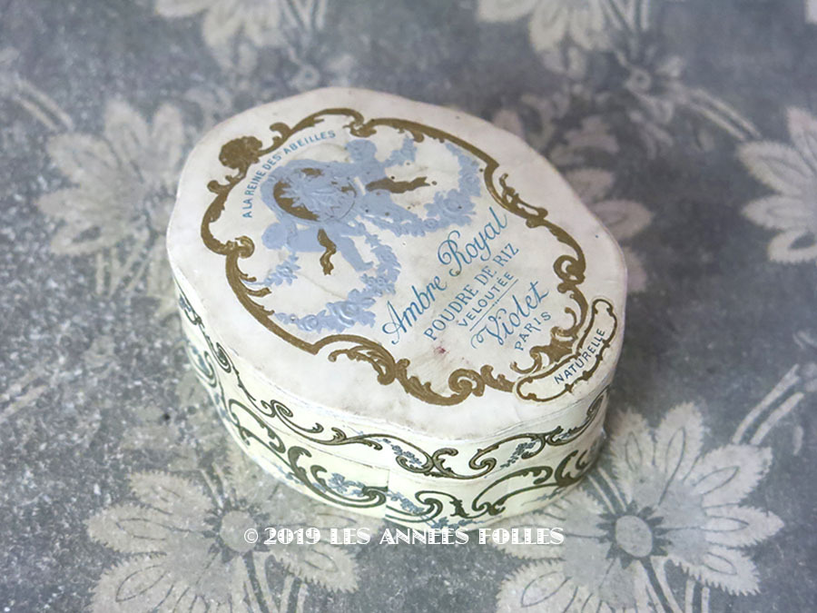 画像2: アンティーク パウダーボックス 嬢王蜂と天使 & 薔薇のガーランド AMBRE ROYAL - VIOLET PARIS - (2)