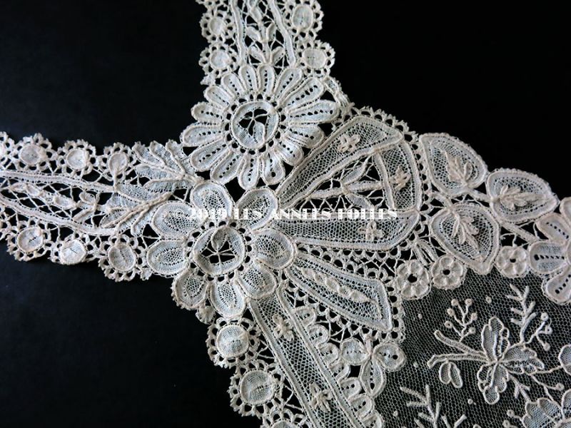 史上最も激安 未使用 ポワン・ド・ローズ 大きな胸飾り アンティーク 19世紀末 工芸品