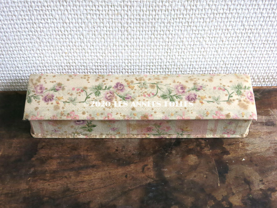 画像2: 1900年頃 アンティーク カルトナージュボックス リボンで結ばれた草花 (2)