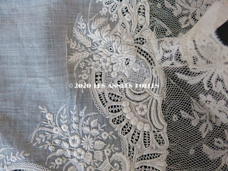 画像: 19世紀 アンティーク  結婚式のハンカチ 【MP】 ホワイトワーク & 手編みのヴァランシエンヌレース 
