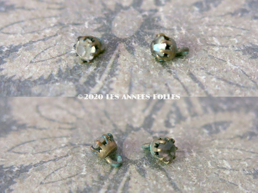画像3: アンティーク 極小 4.5mm カット入り クリアガラスのボタン (ピース売り) (3)