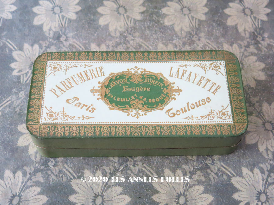 画像2: アンティーク ソープボックス SAVON URFIN FOUGERE - PARFUMERIE LAFAYETTE - (2)