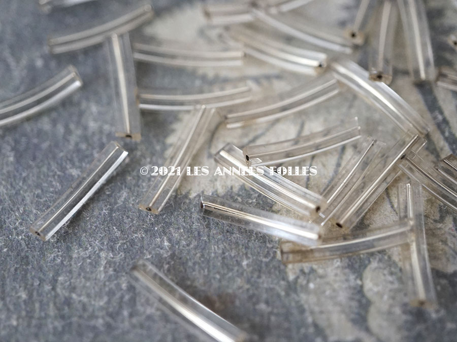 画像2: アンティーク 透明のガラスビーズ シルバーのライン入り  13mm 40ピースのセット (2)