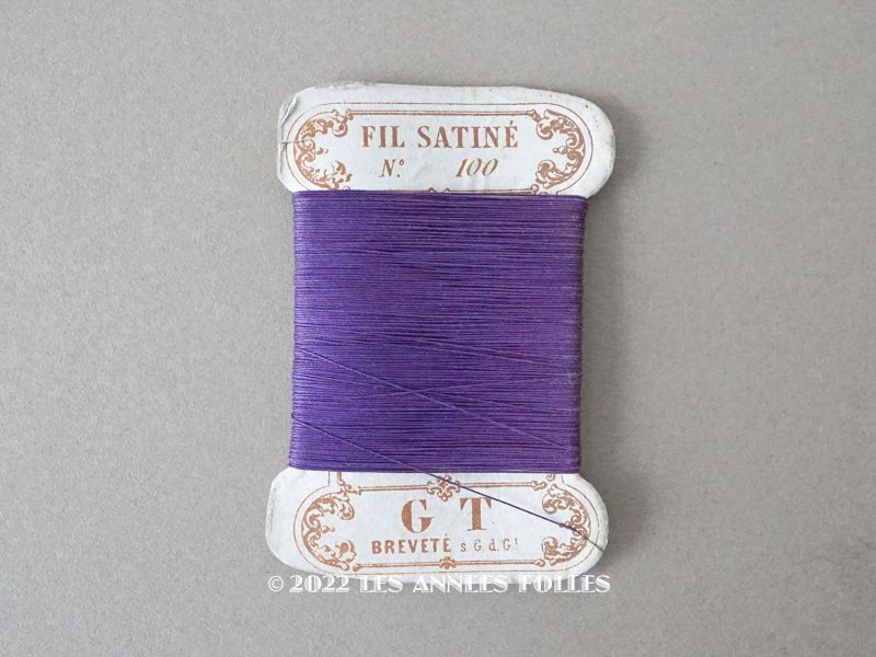 画像1: アンティーク 糸巻き パープル FIL SATINE N 100 (1)