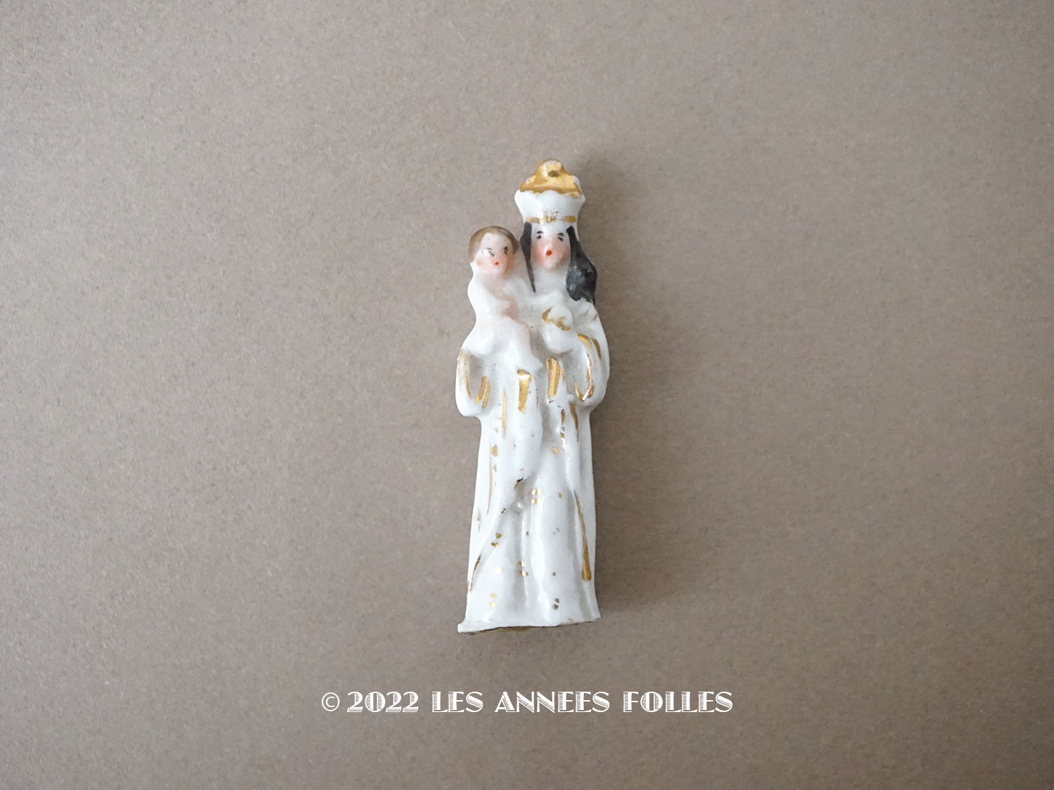 画像1: アンティーク とても小さなマリア＆キリスト像　6cm (1)