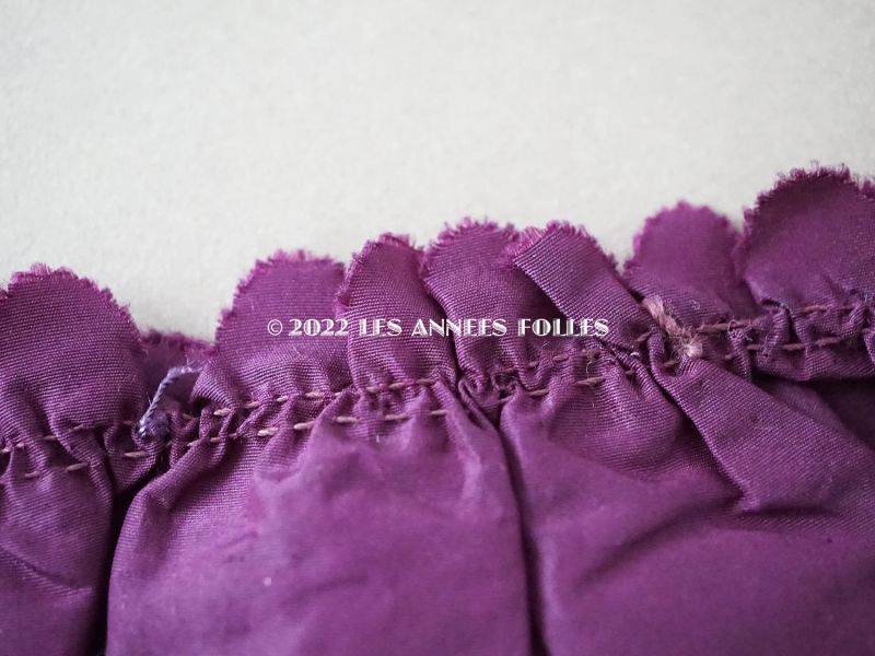 画像5: アンティーク  シルク製　フリルリボン 紫 7.5cm幅   (5)