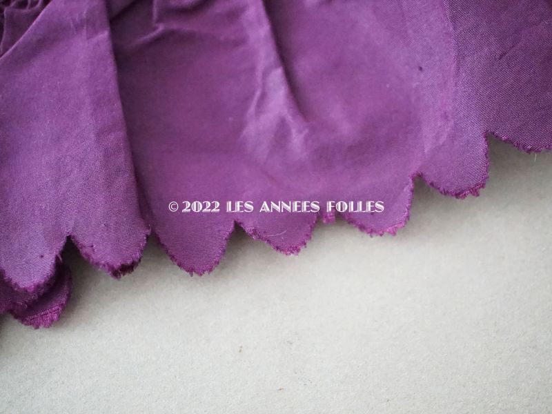 画像4: アンティーク  シルク製　フリルリボン 紫 7.5cm幅   (4)