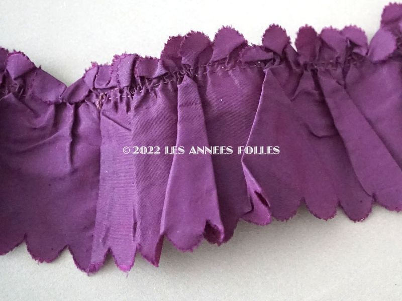 画像3: アンティーク  シルク製　フリルリボン 紫 7.5cm幅   (3)