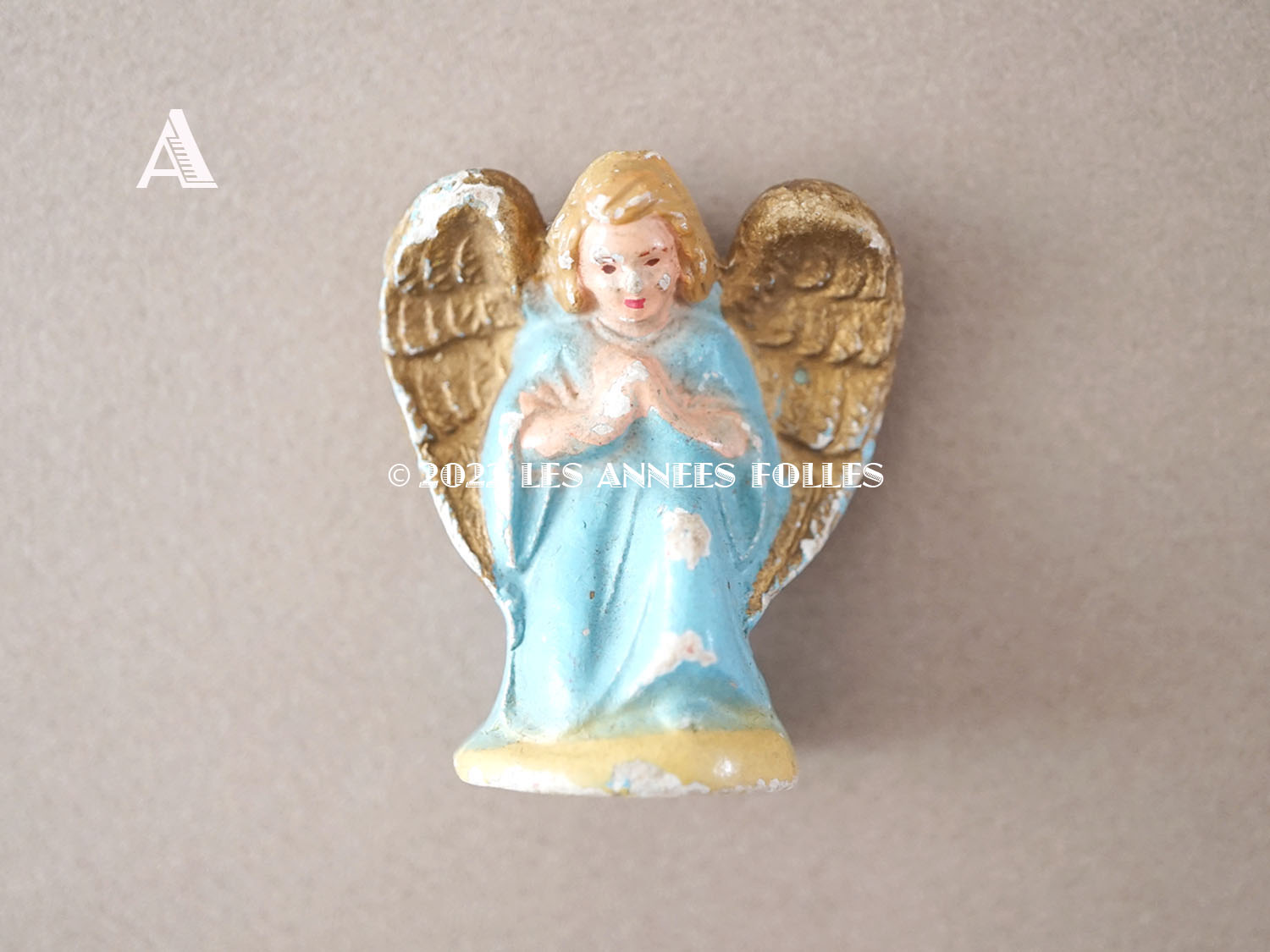画像2: 1900年頃 アンティーク 天使の石膏人形 (2)