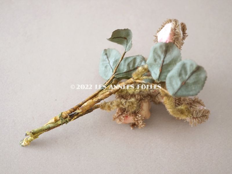 画像5: 19世紀 ナポレオン3世時代 アンティーク 薔薇のブーケの布花 パウダーピンク (5)
