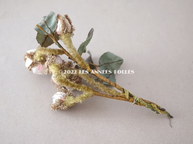 画像2: 19世紀　ナポレオン3世時代 アンティーク 薔薇のブーケの布花　パウダーピンク (2)