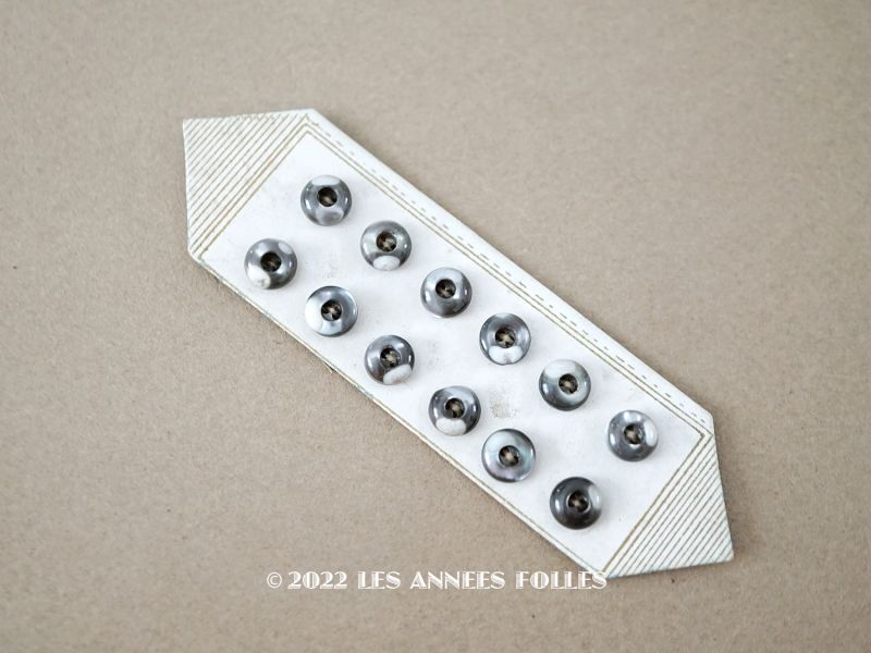 画像1: 1920年 アンティーク マザーオブパール製 極小 ボタン 6mm 12ピース シェルボタン チャコールグレー (1)
