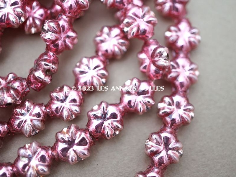 画像5: アンティーク スフレビーズ 花型 ピンク 吹きガラス製 ビーズ  8mm 約90ピース (5)