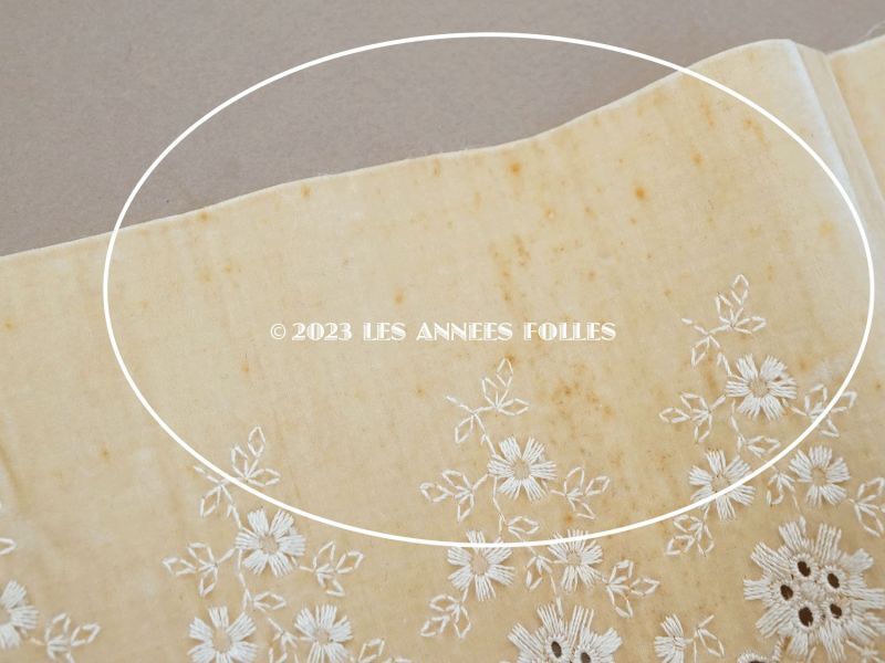 画像5: アンティーク シルク製 幅広 ベルベットのリボン 花刺繍＆透かし柄  アイボリー 幅10.9cm (5)