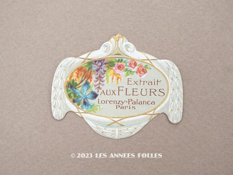 画像1: アンティーク パフュームラベル 菫＆薔薇 EXTRAIT AUX FLEURS - LORENZY-PALANCA - (1)