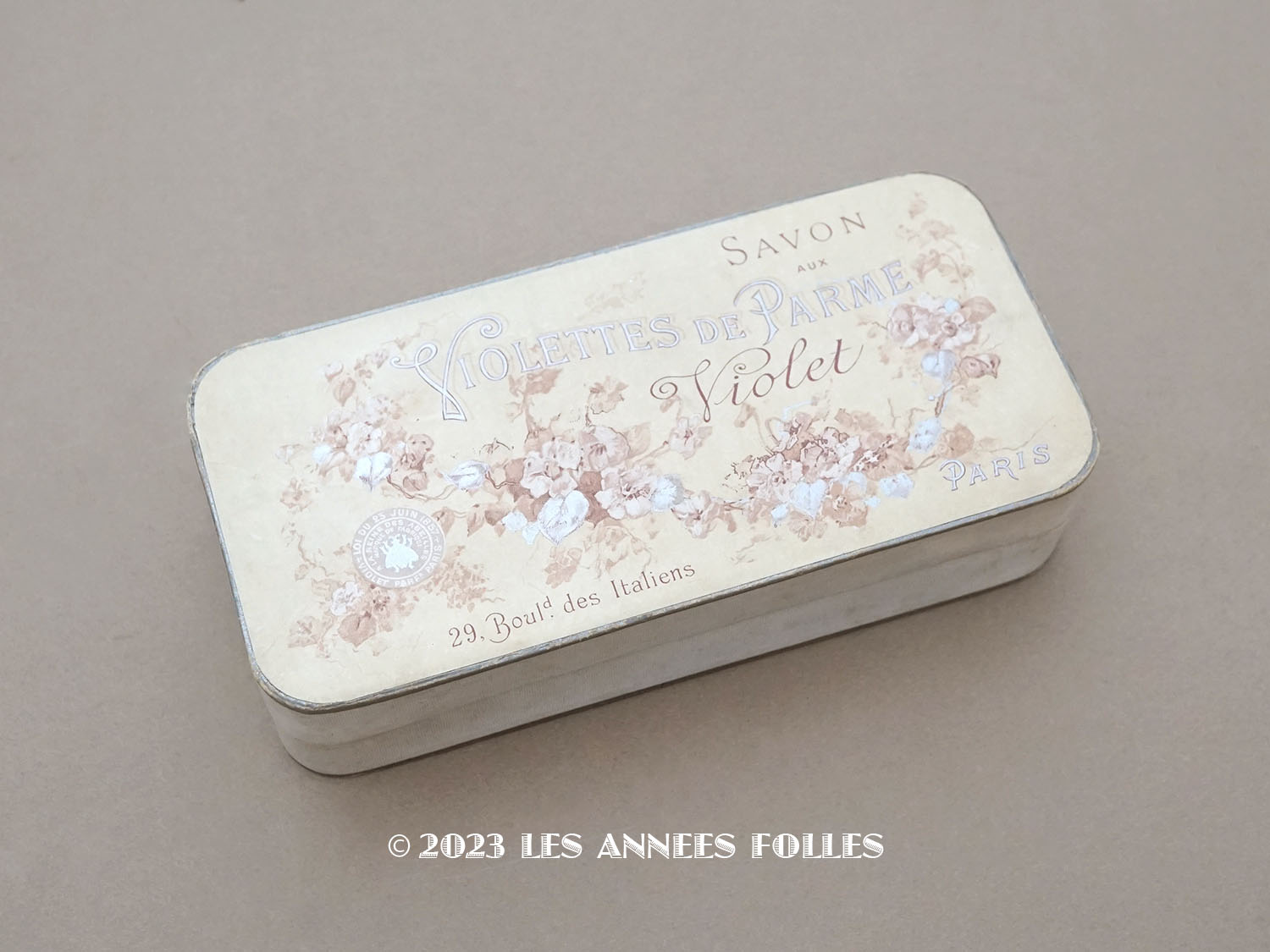 画像2: 19世紀末 アンティーク 菫のソープーボックス SAVON AUX VIOLETTES DE PARME - VIOLET PARIS - (2)