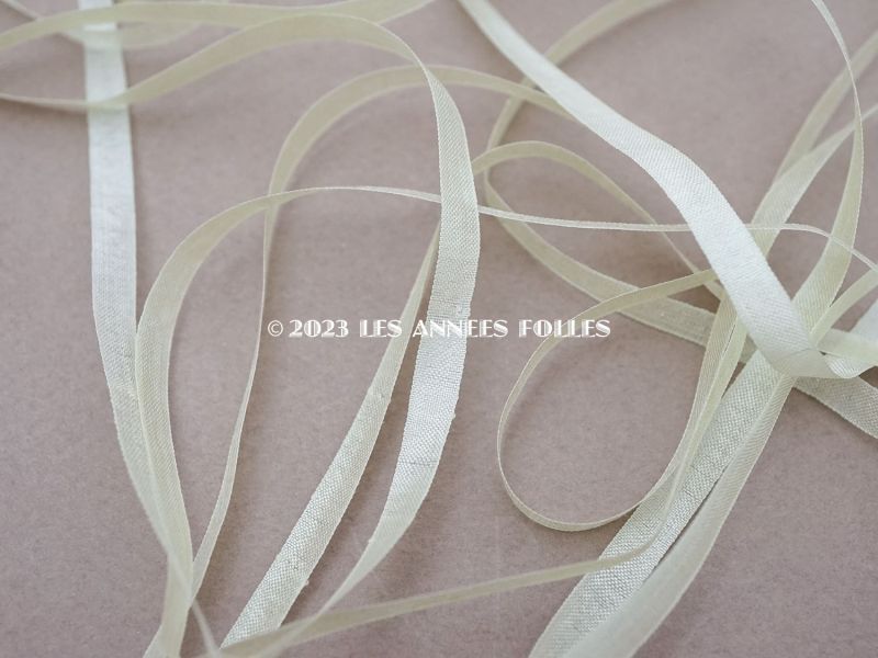 画像2: アンティーク  リボン刺繍 & ロココトリム用 シルク製 リボン 5.5m 5mm幅  ピスタチオグリーン (2)