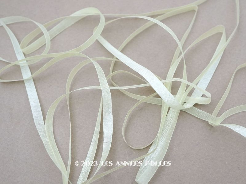 画像1: アンティーク  リボン刺繍 & ロココトリム用 シルク製 リボン 5.5m 5mm幅  ピスタチオグリーン (1)